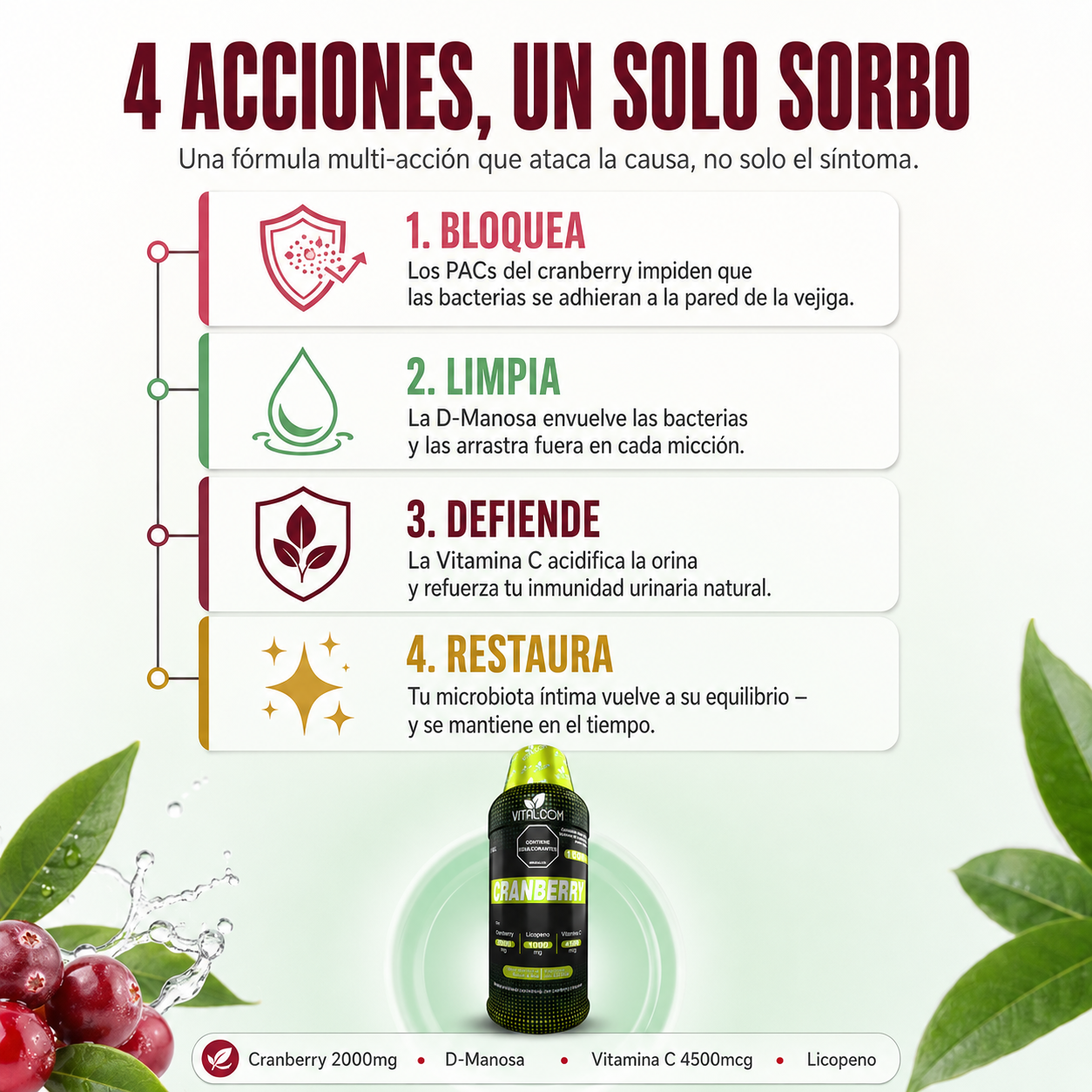 Vitalcom Cranberry 1000mL Tratamiento