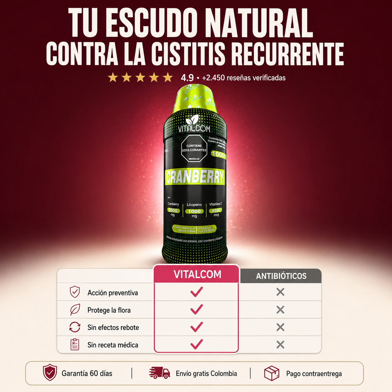 Vitalcom Cranberry 1000mL Tratamiento
